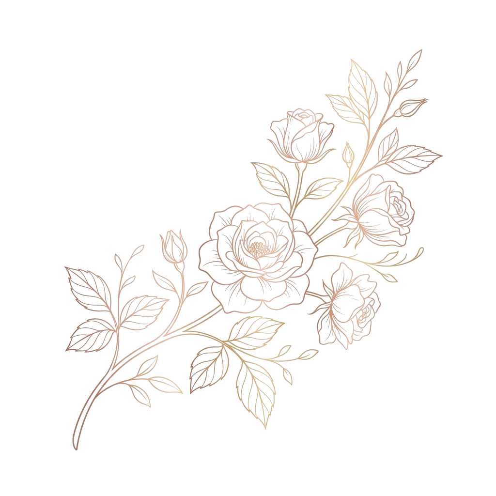 Delicate Rose Gold Floral Branch